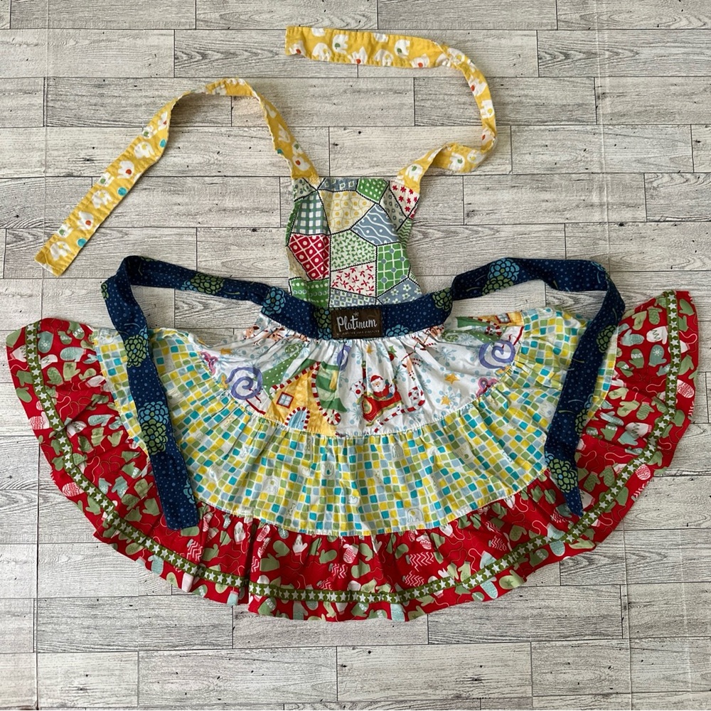 Hard To Find Matilda Jane Platinum Christmas Girls Apron Dress Santa Holiday